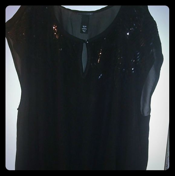 Sheer sequined blouse with bottom band - Picture 1 of 5